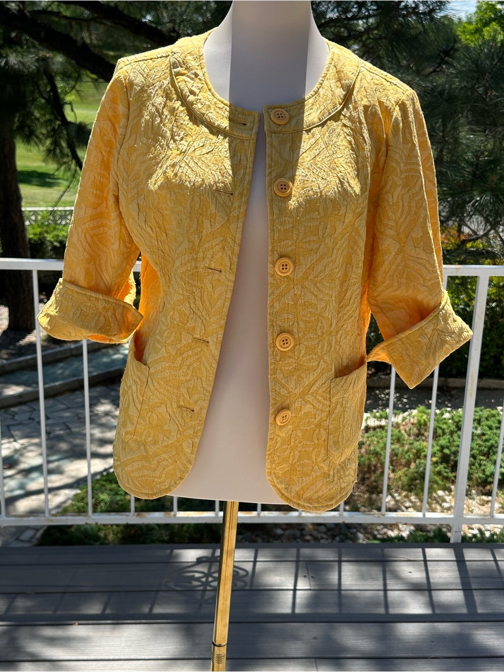 Coldwater Creek Yellow Textured Button Jacket